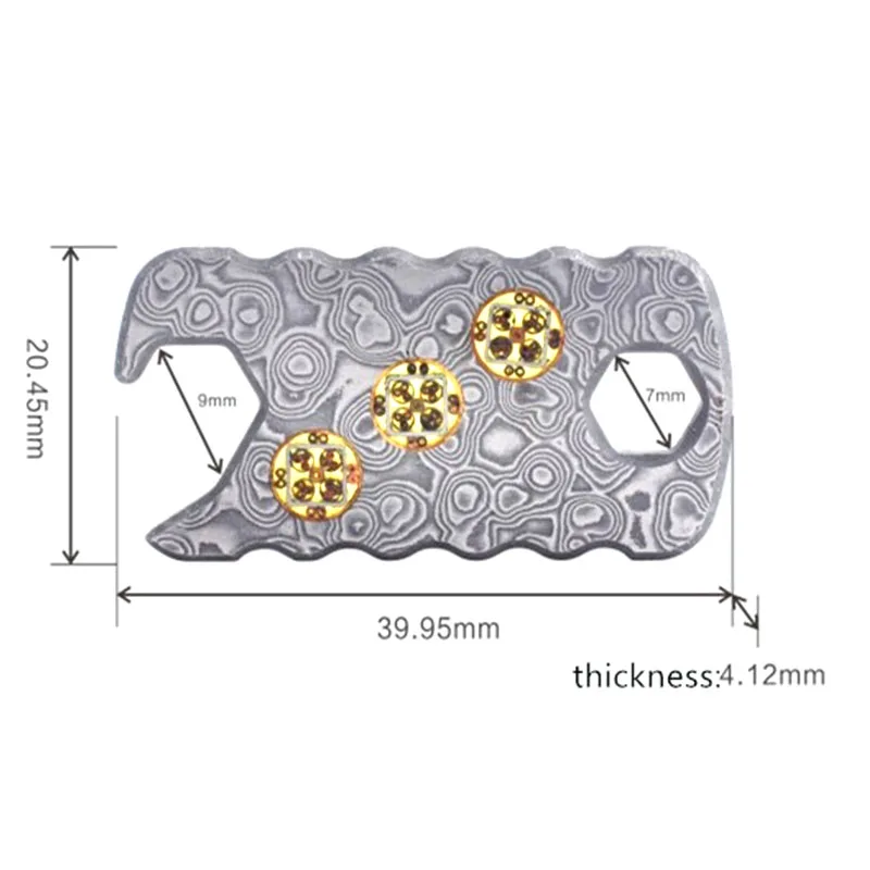 

1PC Portable Damascus Steel Dog Shape Opener Hex wrench Tool Card Keychain Key Ring Pendant EDC Outdoor Pocket Multi-tool