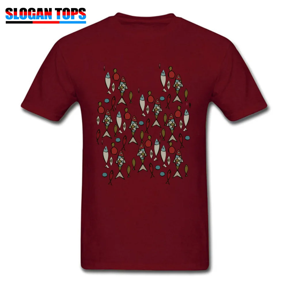 Fishy Customized Short Sleeve Tops Shirts Summer Fall O Neck Pure Cotton Mens T Shirts Customized Tee Shirt Funky Fishy maroon