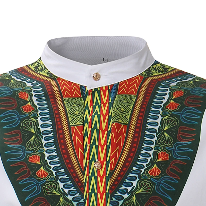 2018 Full traditional dress men's shirt African style front row buckle t-shirt Embroidery Design Style mens african clothings  (7)