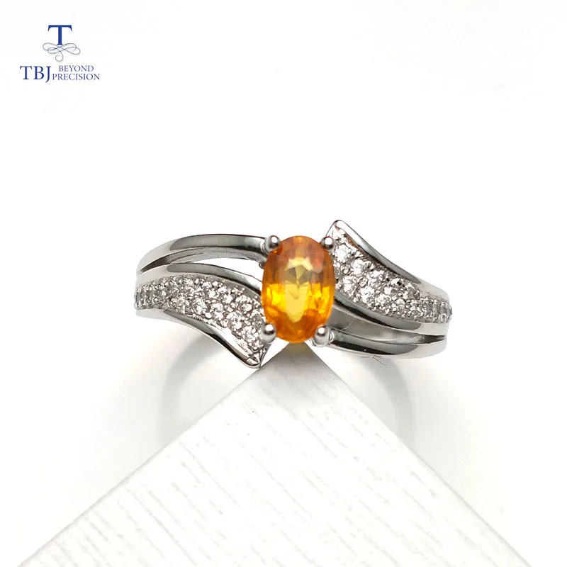 TBJ натуральный желтый сапфир овальной огранки 4*6 мм 0.5ct кольцо с драгоценными