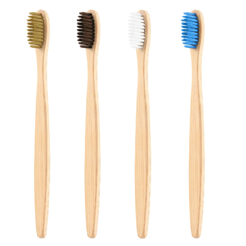 Мягкая бамбуковая зубная щетка для волос экологически чистая натуральная плоская ручка щетина структура популяции глубокий оральный чистый цвет на выбор для взрослых