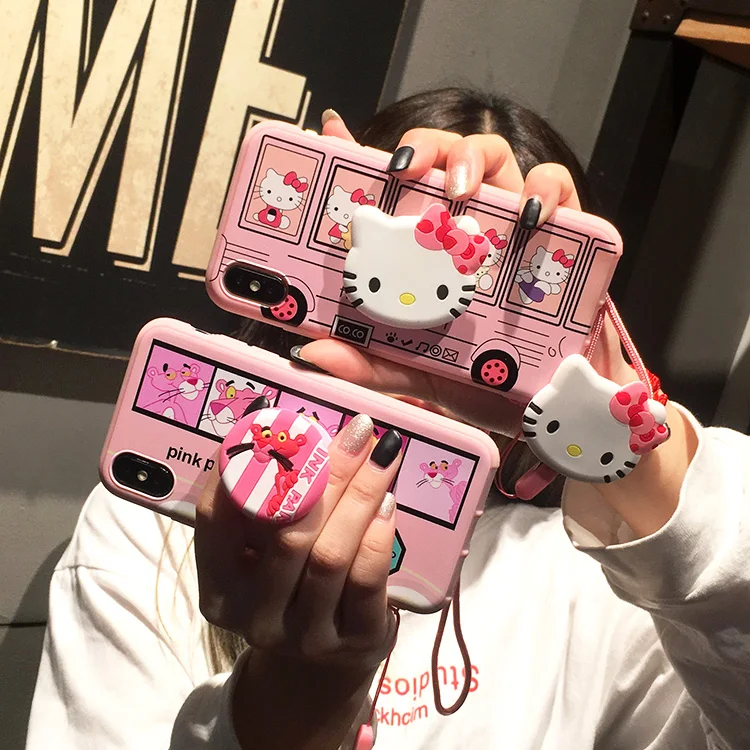 Чехол для телефона samsung S10 Galaxy plus cat shell S7/S8/S9 + Note 8/9 мягкая задняя крышка Розовая