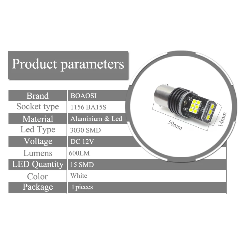 Boaosi 1x P21W светодиодный 1156 BA15S светодиодный лампы автомобиля светильник s заднего тормоза задний фонарь светильник для BMW 3/5 серии E30 E36 E46 E34 X3 X5 E53 E70 Z3 Z4