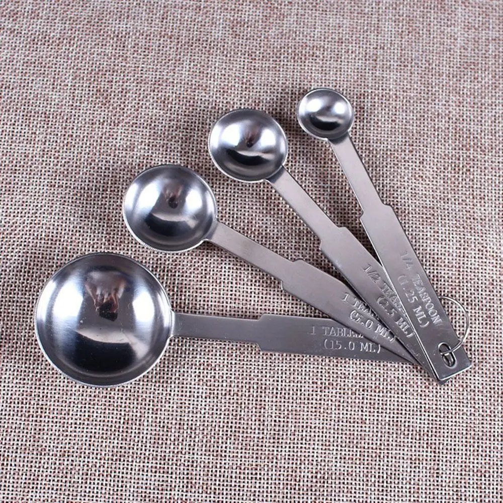 Hot Selling 1Set/4pcs Stainless Steel Measuring Spoons Tea Coffee