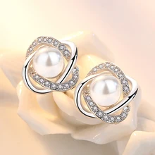 Роскошные жемчужные серьги-гвоздики, модные 925 пробы серебряные циркониевые серьги с крученым жемчугом для женщин, свадебные ювелирные изделия для невесты, Brincos