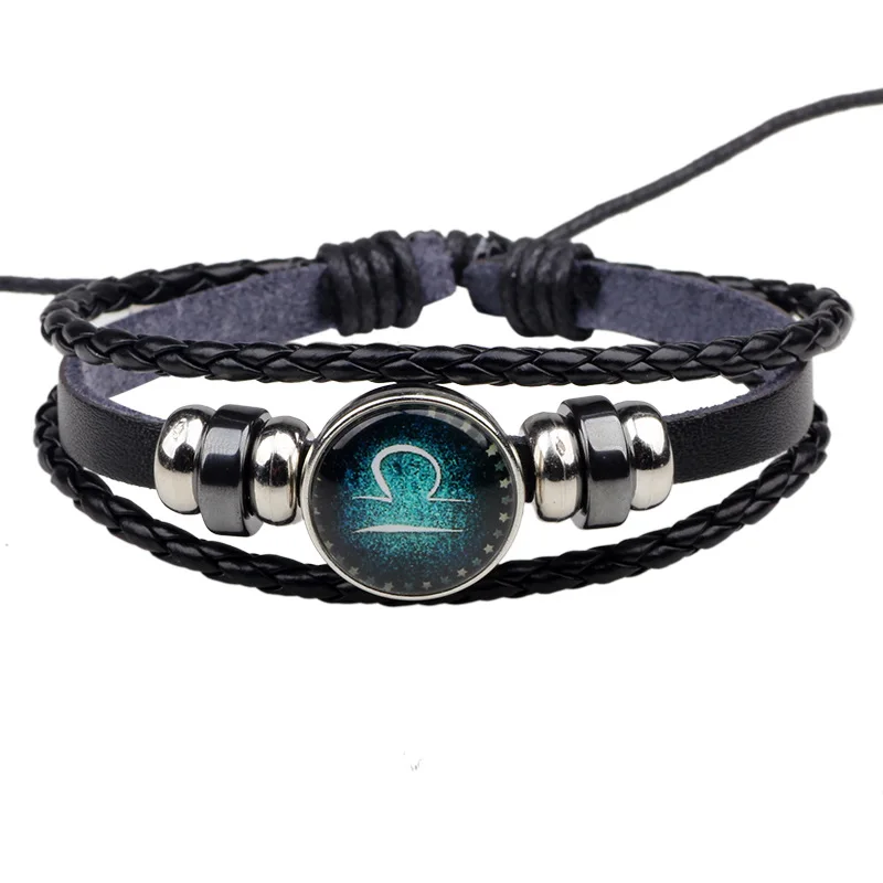 

2018 NEW 12 constellation fashion simple couple bracelet hand-woven beaded retro diy jewelry creative personality tide male HOT!