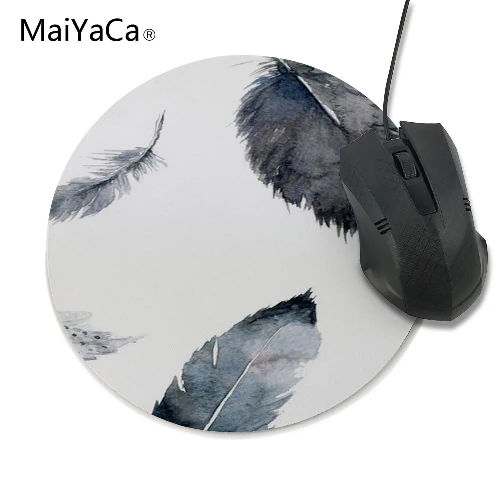 

MaiYaCa Gray series, flying feathers prints Mouse Pad Tamanho Pequeno Rodada Mouse Pad Anti-Skid de Borracha Pad