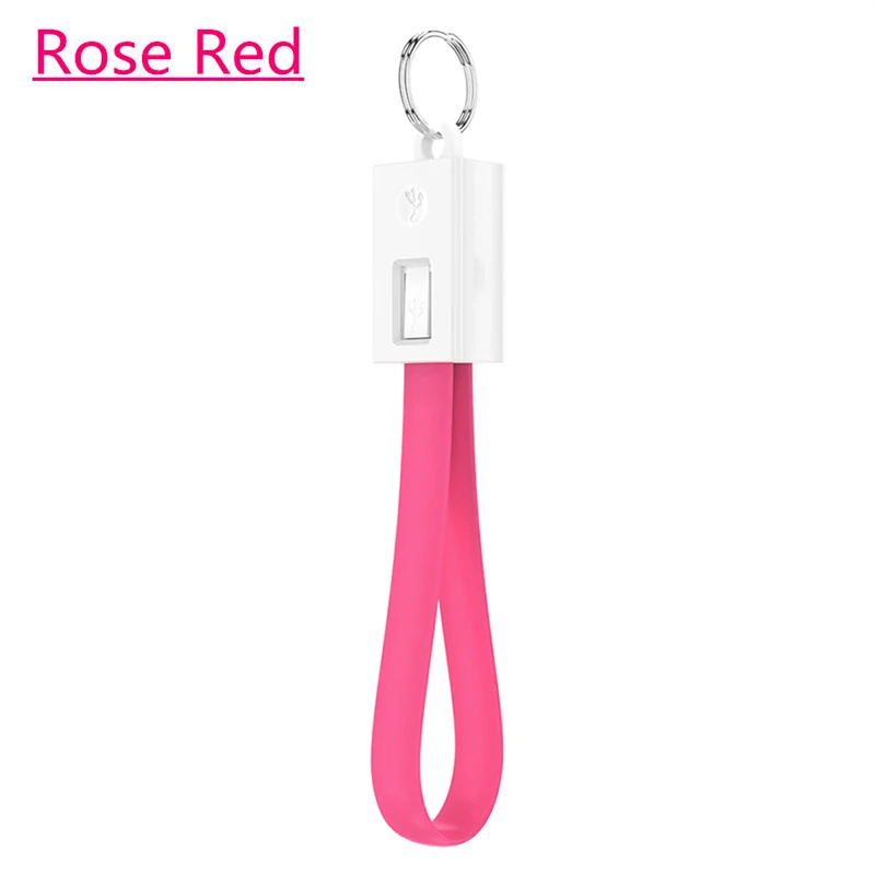 Брелок Micro USB быстрое зарядное устройство кабель Многофункциональный Синхронизация данных банк питания Шнур для iphone X type-C брелок кабели для мобильных телефонов - Цвет: Rose Red