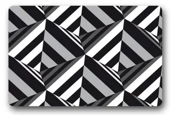 

Custom 3D Doormat Black And White Pyramid Carpet Bedroom Grid Rugs Bathroom Doorway Mats Funny Lounge Cushion Decoration #D-236#
