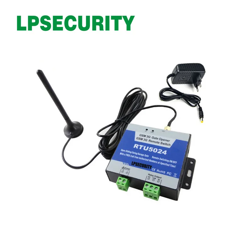 

LPSECURITY RTU5024 2G 3G gsm relay sms call remote controller gsm gate opener switch with 3m antenna for parking systems