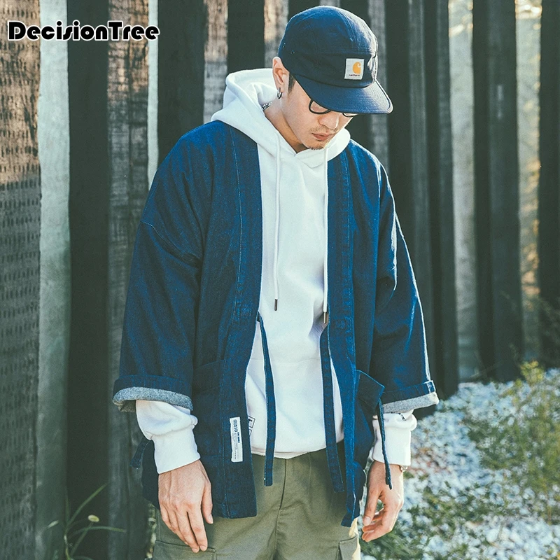 

2019 summer china style men's trench male kimono cardigan coat casual long trench outwear harajuku japan style cardigan outwear