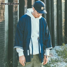 2019 summer china style men's trench male kimono cardigan coat casual long trench outwear harajuku japan style cardigan outwear