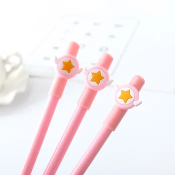 

2 Pcs Cute Little Fresh Pink Wings Stars Gel Pen Kawaii Student Cartoon Exam Pens Supplies Office Papelaria Stationery