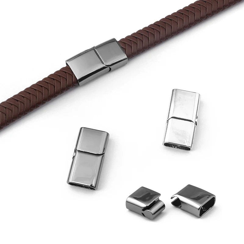 

5 Sets Silver Gun Black Flat Magnetic Clasp Jewelry Findings For 12x6mm Flat Cord Multi strand Round Leather Cords