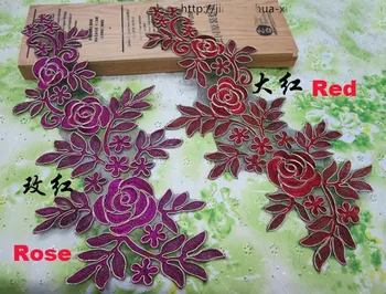 

20pcs/lot(10pair) handmade lace fabric applique bridal lace applique cord lace flower for wedding dress