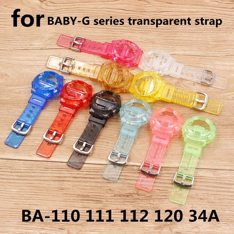 

Watch accessories for Casio BABY-G BA-110 111 112 120 34A resin silicone rubber transparent strap case
