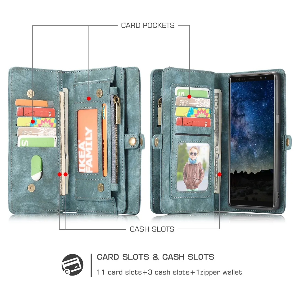 

Real Leather Cover For Samsung Galaxy Note 9 Cases Luxury Multi-Functional Business Wallet Case Kickstand Bag With Card Pocket