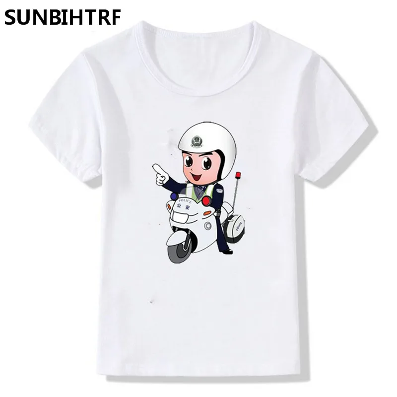 2018 модные милые детские Забавные футболки в китайском стиле с рисунком полиции