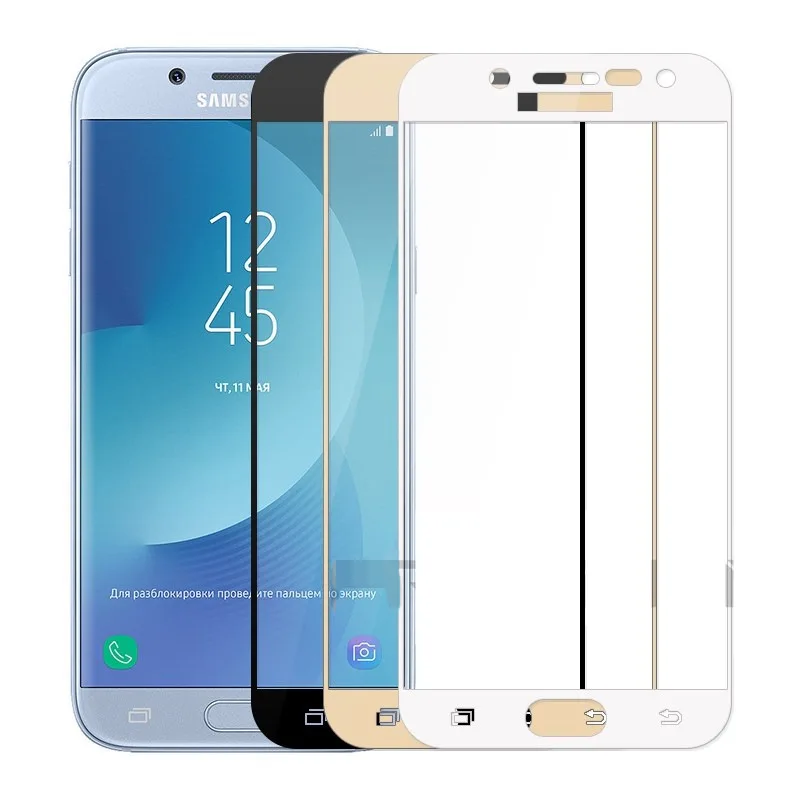 Закаленное стекло с полным покрытием для Samsung Galaxy J5 2017 цветная Защитная пленка 2.5D