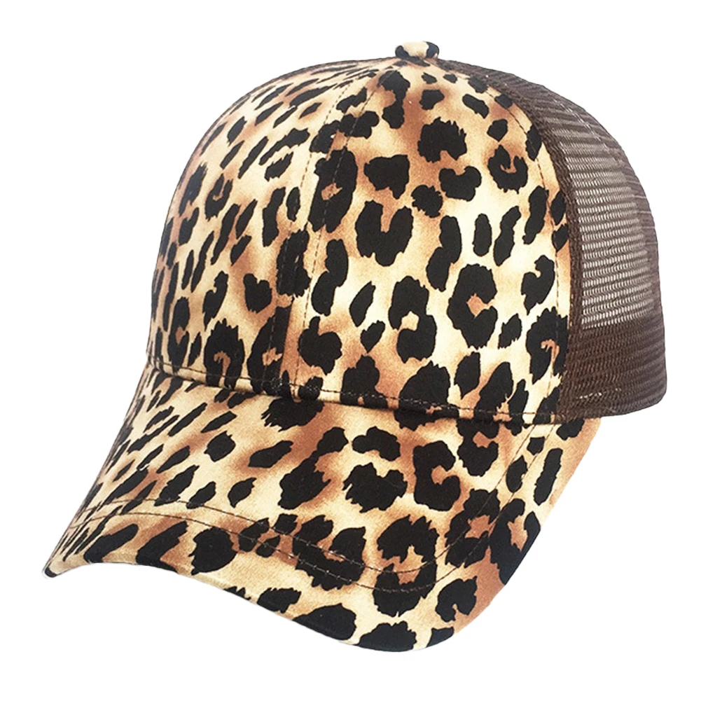 Женская уличная Регулируемая Подарочная летняя сетчатая шапка, Повседневная Спортивная Кепка с леопардовым принтом в стиле хип-хоп, бейсбольная кепка с широкими полями