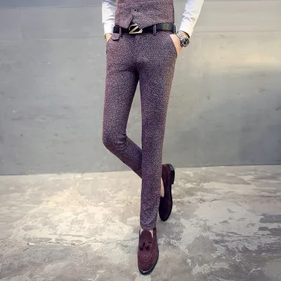 Мужские брюки, костюм Pantalon Homme, хороший весенний плюс размер, эластичное платье, брюки, Корея, приталенные повседневные мужские костюмные брюки 5XL - Цвет: TZ33 Pant