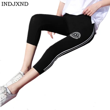 

INDJXND 2018 Summer Modal Seven Leggings 2018 Summer Solid Color High Elasticity Large Size Feet Wear Ladies Thin Pants