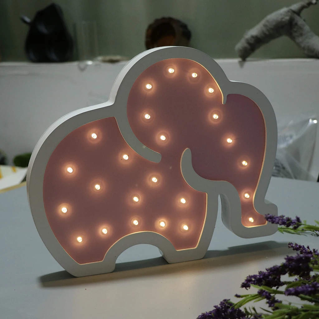 Decorative LED Elephant Night Lights Lamps Marquee Signs Letters for Baby Nursery Decorations Gifts for Children