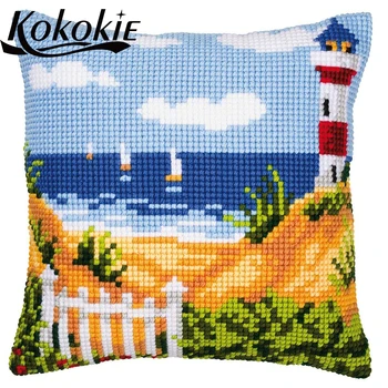

DIY embroidery needlework sets embroidered mats fabric scenic throw pillow knitting needles kit for cross stitch pillow kits