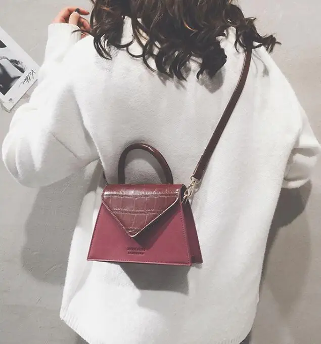 

Crocodile pattern stitching Messenger bag lady retro texture trend Messenger bag PU leather handbag lady designer evening bag