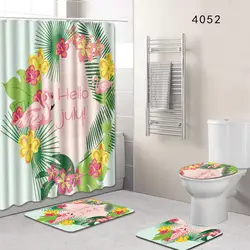 4 шт Розовый фламинго Ванна туалетные коврики нескользящий коврик Ванная комната коврик душ Шторы большой Размеры Набор ковриков для