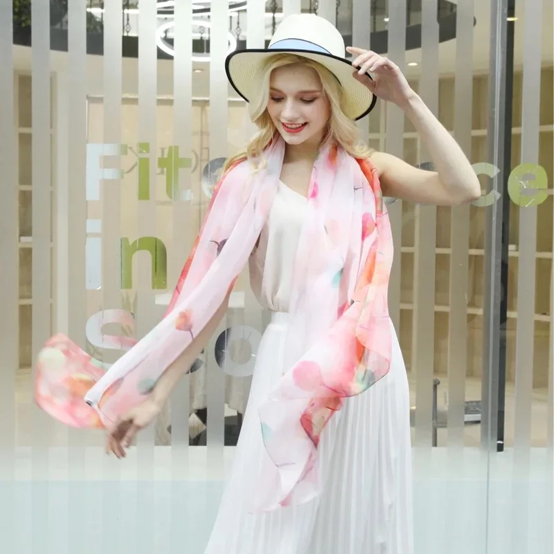 

Oversize summer women beach scarf silk scarves pareo female shawls Foulard cover-ups wraps chiffon bandanna ladies free shipping