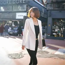 Новые деловые костюмы женские весенне-осенние модные повседневные тонкие блейзеры с длинными рукавами женские двубортные белые цвета Большие размеры A3976