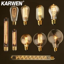 Ampoule Décorative Edison à Incandescence avec Filament, Vintage, E27,, 220V 40W, ST64 G80 G95 T10 T45 A19