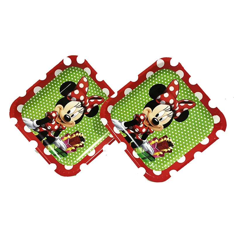 

10pcs/pack 7inches paper square plates Minnie Mouse theme disposable plates birthday party decorations Minnie Mouse paper plates