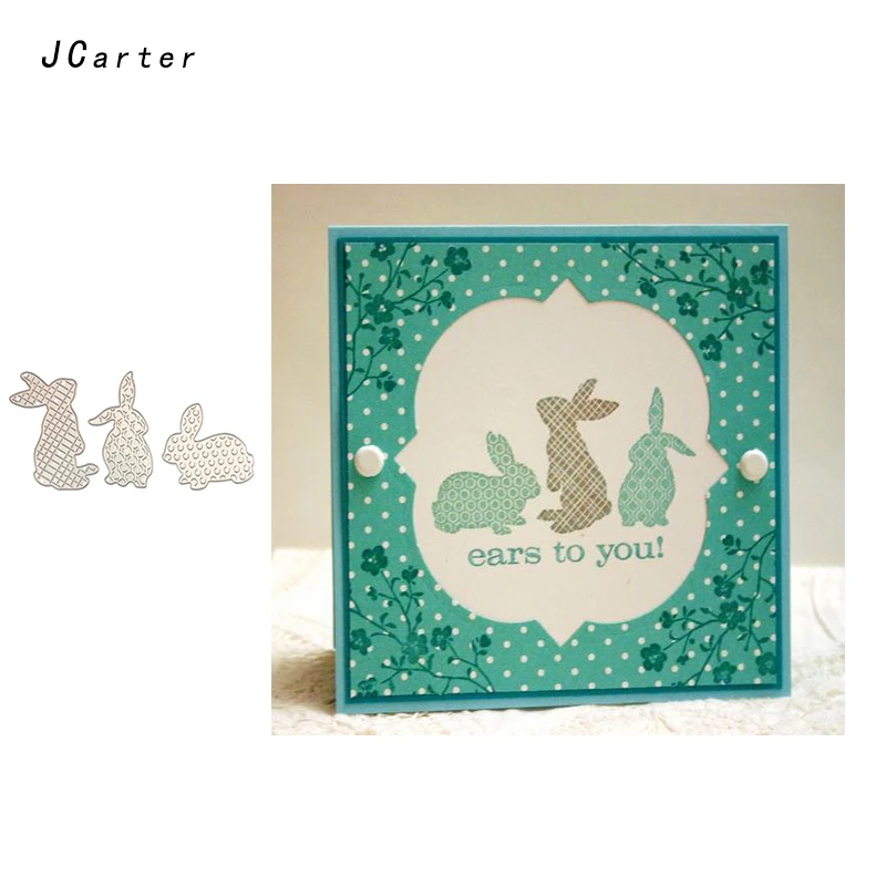 

JC 2019 New 3pcs Happy Easter Rabbit Metal Cutting Dies for Scrapbooking DIY Embossing Folder Card Handmade Album Stencil Crafts