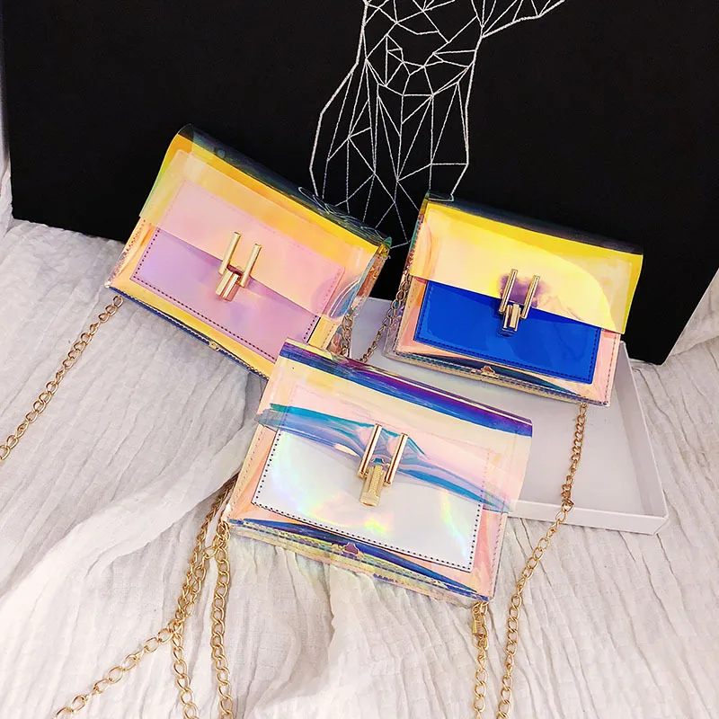 Holographic Women Handbags Laser Messenger Bags Chain Bag Shoulder Bag Clear Transparent Crossbody Bags Purse Flap Holographic Women Handbags Laser Messenger Bags Chain Bag Shoulder Bag Clear Transparent Crossbody Bags Purse Flap