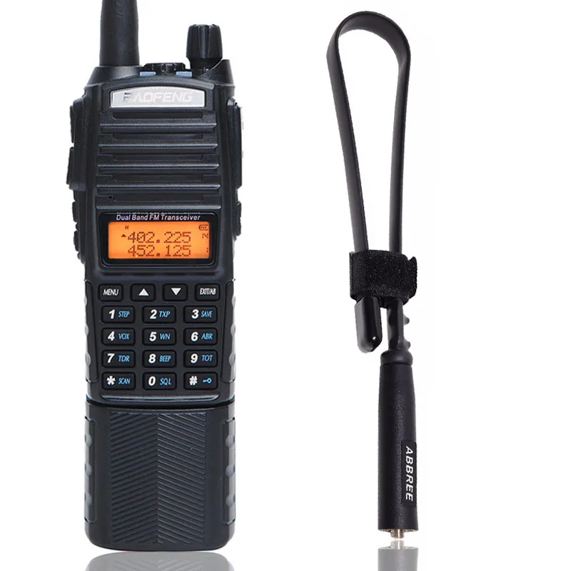 Baofeng UV-82 плюс 8 Вт иди и болтай Walkie Talkie 8 Вт мощный Дальний 10 kmDual Band 3800 мАч коннектор питания постоянного тока для охоты двухстороннее радио - Цвет: add Tactical antenna