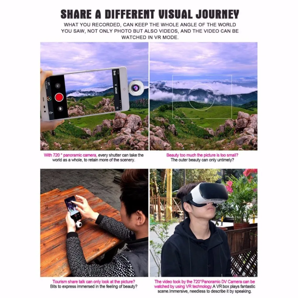 720 Degree Panoramic Camera HD Dual Wide Lens Video Camera for Android Wireless VR Action Sports Outdoor Activities Camera 720 Degree Panoramic Camera HD Dual Wide Lens Video Camera for Android Wireless VR Action Sports Outdoor Activities Camera