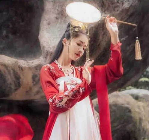 Женский костюм hanfu, костюмы древней китайской феи, качественная шифоновая одежда, китайский национальный народный танцевальный костюм