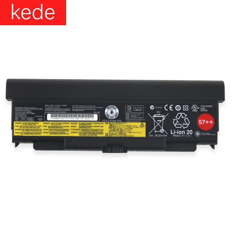 

kede Laptop battery For Lenovo ThinkPad T440P T540P W540 L440 L540 45N1144 45N1769 45N1145 45N1148 10.8V 100Wh 9 core