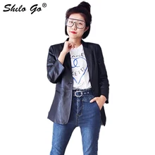 Шило GO кожаная куртка женская мода весна овчины Натуральная кожа пальто воротник с лацканами одной кнопки ПР офисный женский узкий пальто