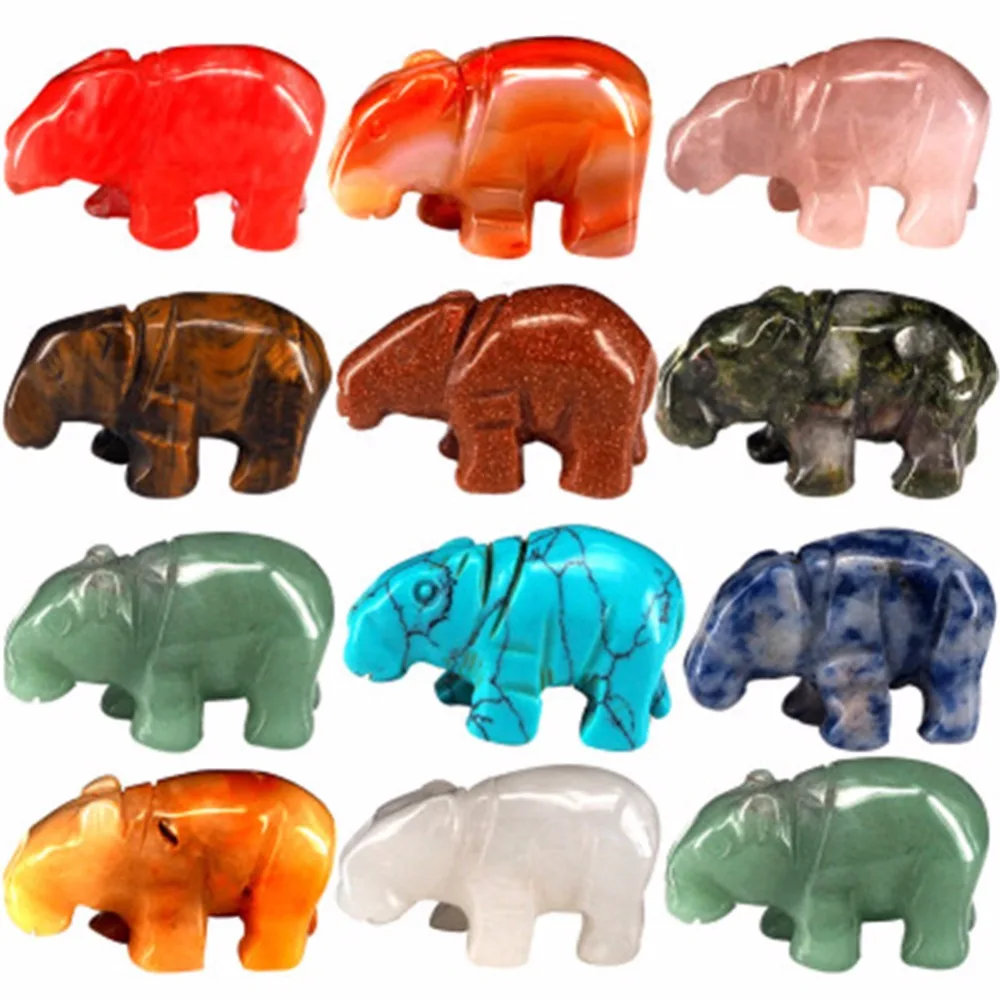 

Druzy 12PC Mini Small Exquisite Natural Crystal Stone Rhinoceros Adornment Multicolor Available Cute Rhinoceros Home Decoration