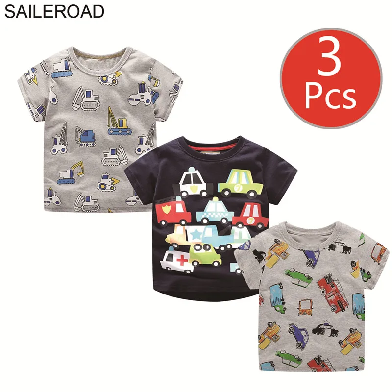 SAILEROAD 3 шт. Rocket Pattern Мальчики Футболки для детской Одежды Животных Печати Дети Топы Майки Футболки Дети Динозавров Футболки