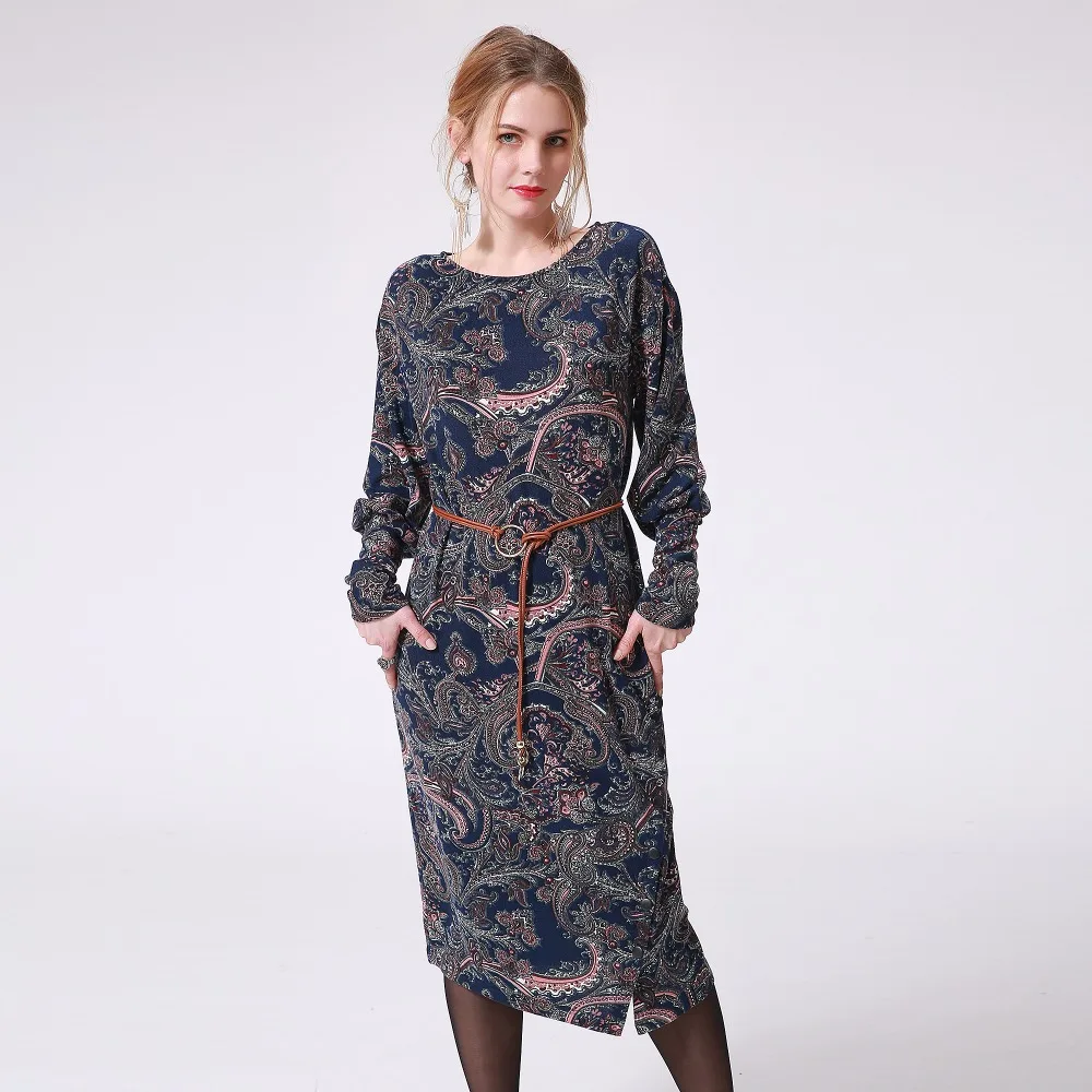 Midi summer dress with long sleeves 2017