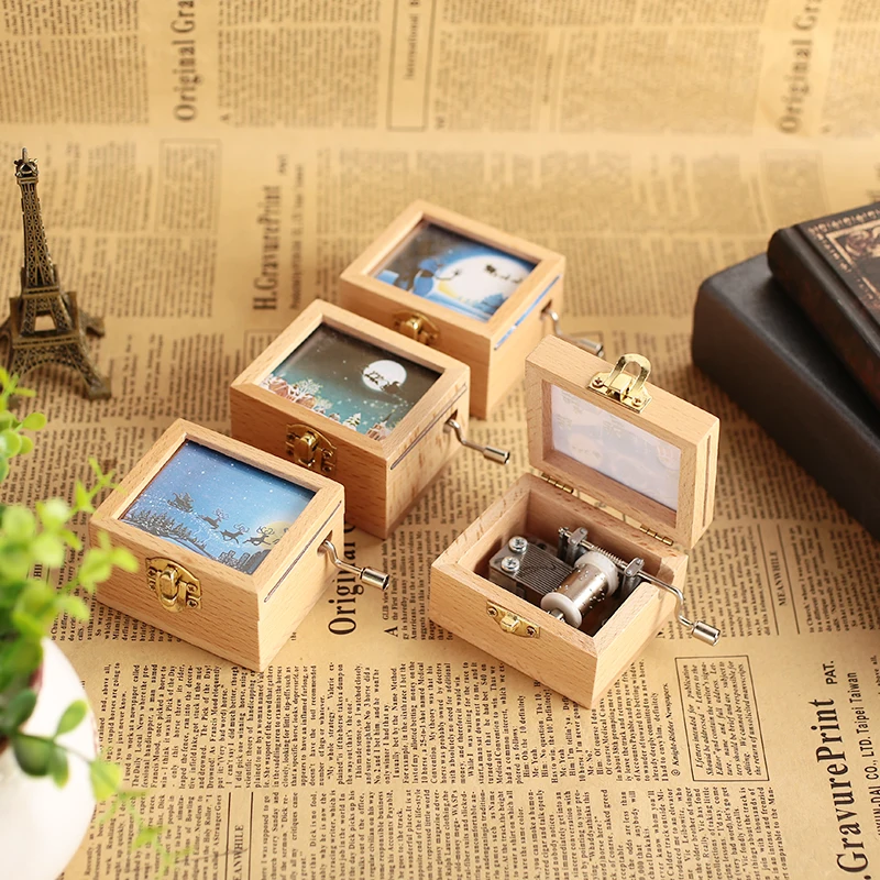 

2019 Wooden Music Box Beautiful Christmas for Kids Drop Shipping
