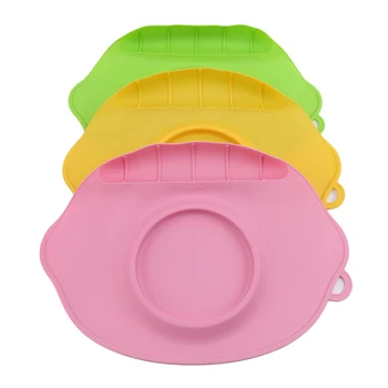 

Baby Dishes Kids Silicone Solid Color Plate Placemat Waterproof Antibacterial Tableware For Children Sucker Dishes