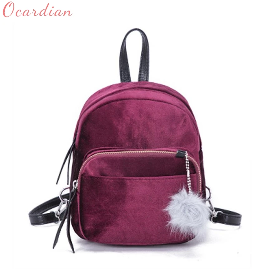 

Ocardian Backpack Shoulders Mochila Solid Bag Women Backpack Tigernu Mini Fur Ball Fashion Solid Girls Travel School Jan31