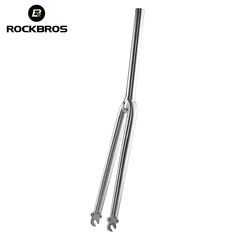 

ROCKBROS Cycling Front Fork Titanium Alloy 700C Road Bike Rigid Fork Ti Straight Fork 1-1/8" Bike Parts 420mm Bicycle Fork