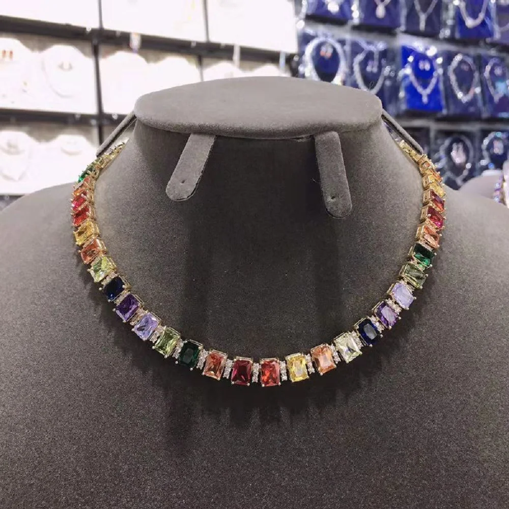 Goedkoop Hibride Luxe multi color Hanger Ketting Mooie Volledige AAA Cubic Zircon Fashion Charm Vrouwen Party Sieraden Gift N 138