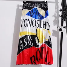 Женская старинная буква С принтом женская Повседневная плиссированная юбка до щиколотки летний богемный стиль юбка-пачка для женщин